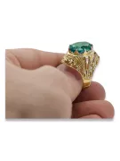 Oro amarillo de 8 quilates Emerald Anillo Estilo vintage vrc031x-em Art Deco Estilo de la URSS